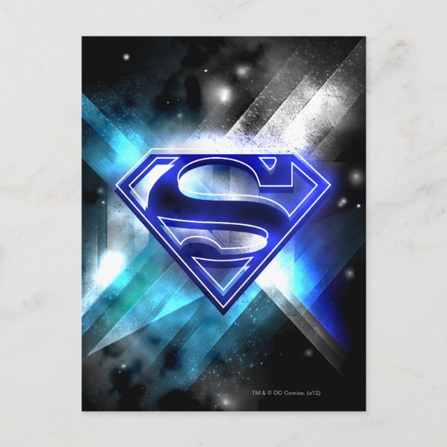 Superman Stylized | Blue White Crystal Logo Postkarte (Vorderseite)