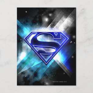 Superman Stylized Blue White Crystal Logo Postkarte