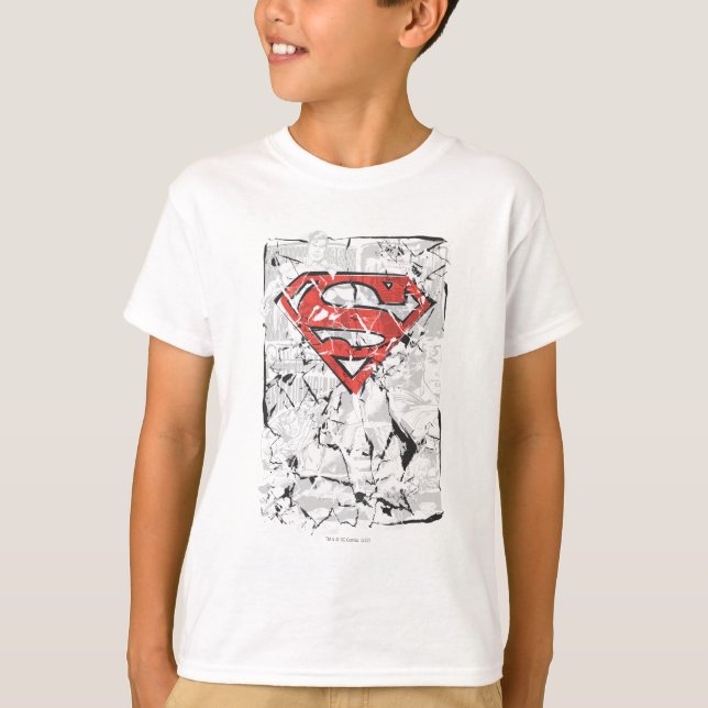 Superman Stylized | Crumpled Comic Logo T-Shirt (Vorderseite)