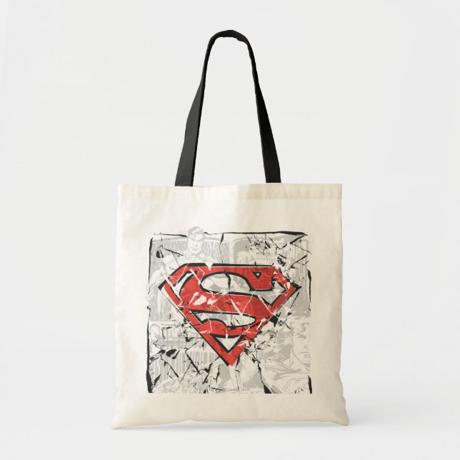 Superman Stylized | Crumpled Comic Logo Tragetasche (Vorne)