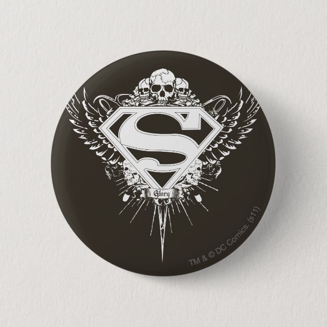 Superman Stylized | Dunkelbraunes Hintergrundlogo Button (Vorderseite)