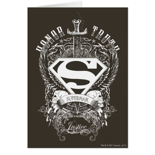 Superman Stylized | Ehre, Wahrheit auf weißem Logo (Vorne)