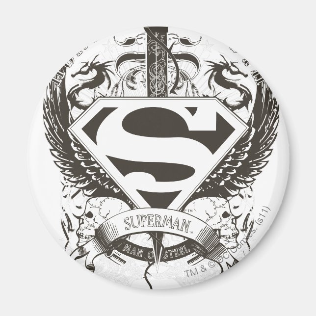 Superman Stylized | Ehre, Wahrheit auf weißem Logo Magnet (Vorne)