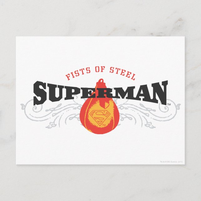 Superman Stylized | Fists of Steel Logo Postkarte (Vorderseite)