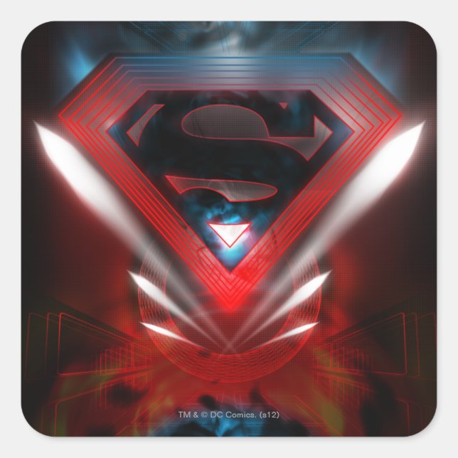 Superman Stylized | Futuristisches Logo Quadratischer Aufkleber (Vorderseite)