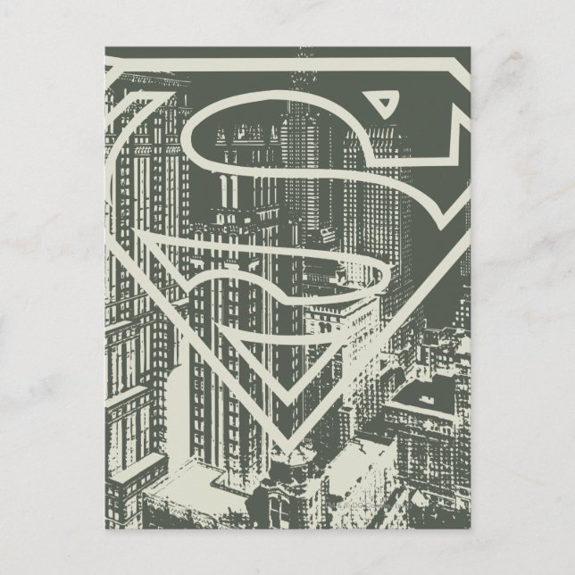Superman Stylized | Green Metropolis Logo Postkarte (Vorderseite)