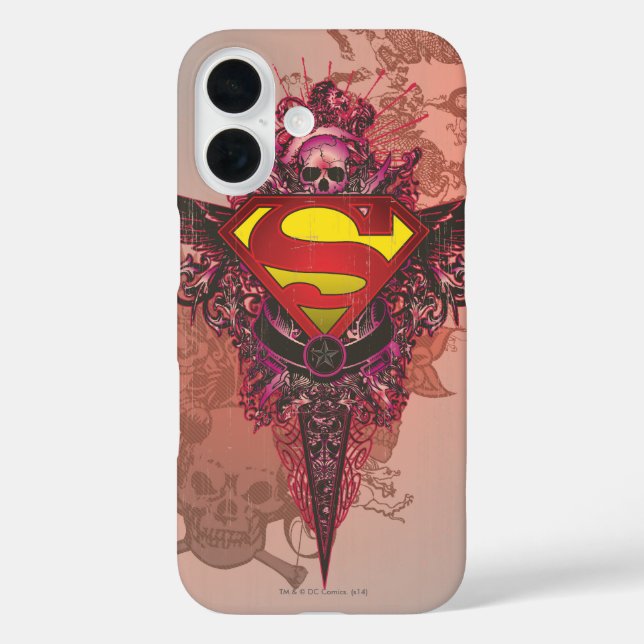Superman Stylized | Grunge Design Logo iPhone 16 Hülle (Rückseite)