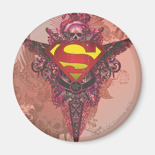 Superman Stylized | Grunge Design Logo Magnet (Vorne)
