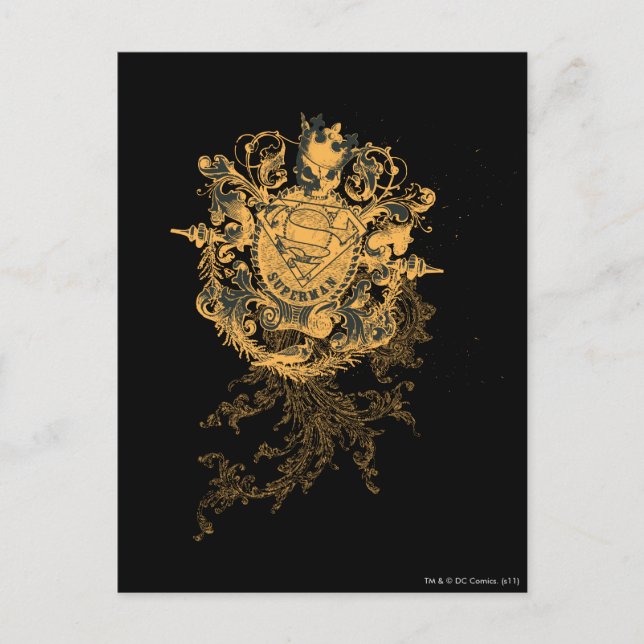 Superman Stylized | Orange Heart Beige Logo Postkarte (Vorderseite)