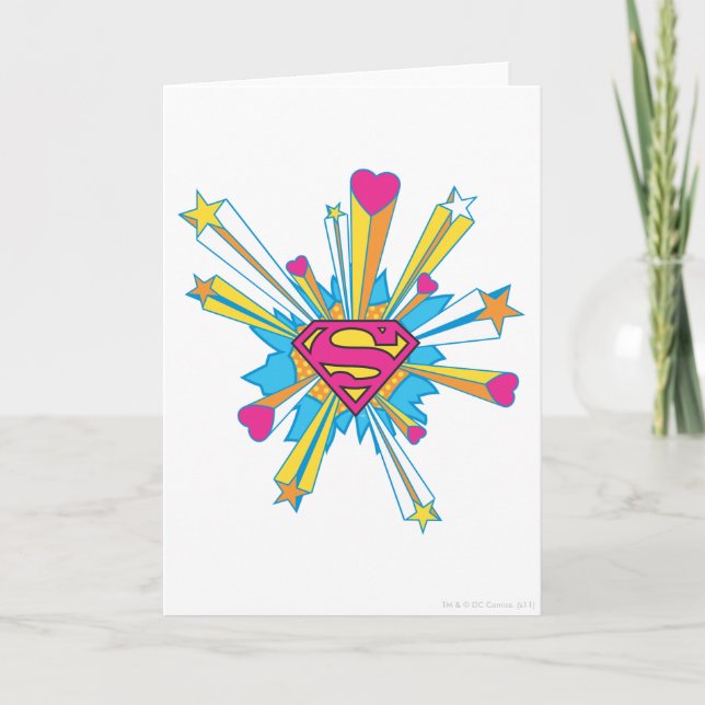 Superman Stylized | Rosa mit dem Herz-Logo Karte (Vorderseite)