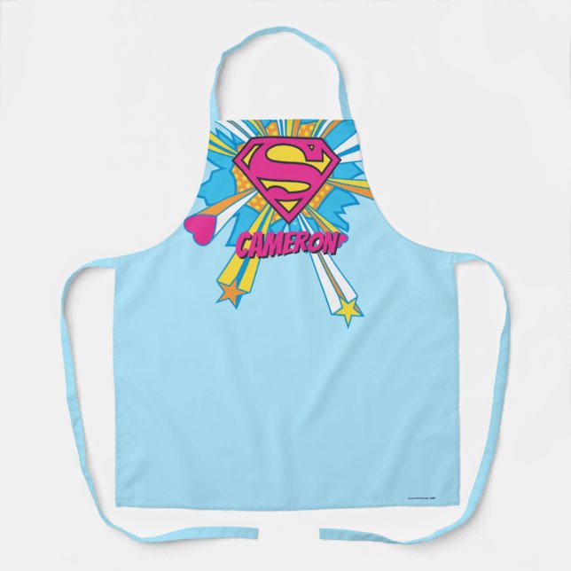 Superman Stylized | Rosa mit dem Herz-Logo Schürze (Vorderseite)