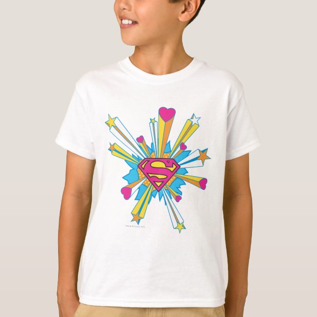 Superman Stylized | Rosa mit dem Herz-Logo T-Shirt (Vorderseite)