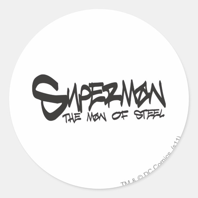 Superman Stylized | Schwarze Buchstaben Graffiti-L Runder Aufkleber (Vorderseite)