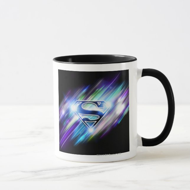 Superman Stylized | Shiny Blue Burst Logo Tasse (Rechts)
