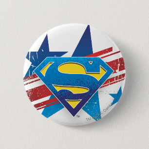 Superman Stylized Stars and Stripes Logo Button
