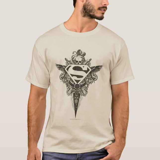 Superman Stylized | Stern und Schwarzweißlogo T-Shirt (Vorderseite)