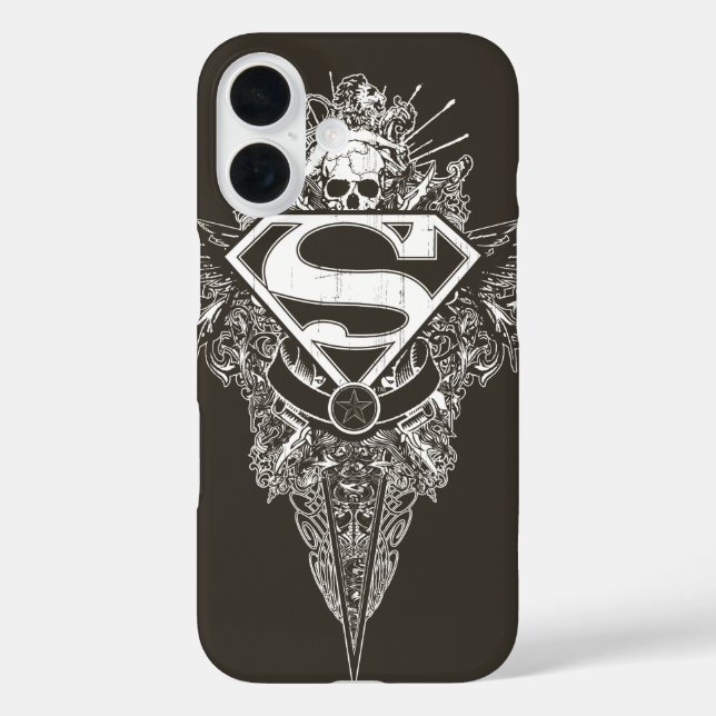 Superman Stylized | Stern- und Skull-Logo iPhone 16 Hülle (Rückseite)