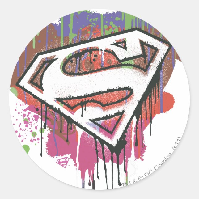 Superman Stylized | Twisted Innocence-Logo Runder Aufkleber (Vorderseite)