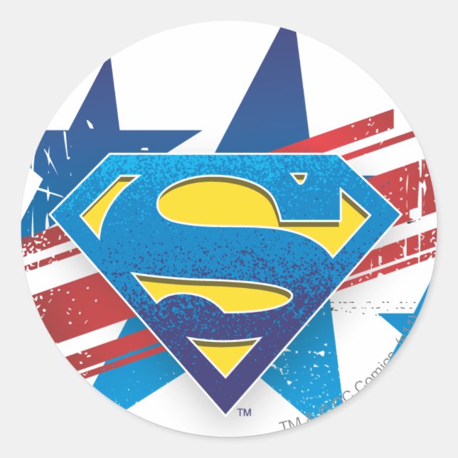 Superman Stylized | US FLAGGE Runder Aufkleber (Vorderseite)