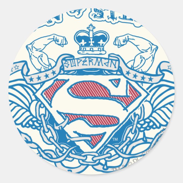 Superman Stylized | Wings and Arms Logo Runder Aufkleber (Vorderseite)
