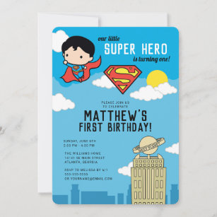 Superman Super Hero Invitation d'anniversaire