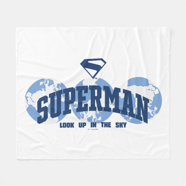 Superman über den Globus Fleecedecke (Vorderseite (Horizontal))
