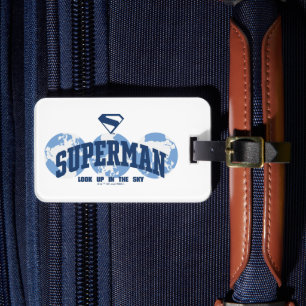 Superman über den Globus Gepäckanhänger