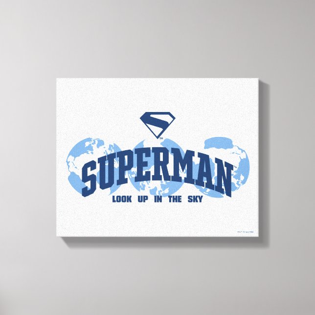 Superman über den Globus Leinwanddruck (Vorderseite)