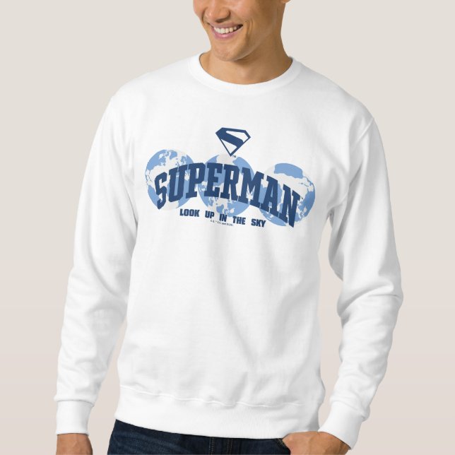 Superman über den Globus Sweatshirt (Vorderseite)