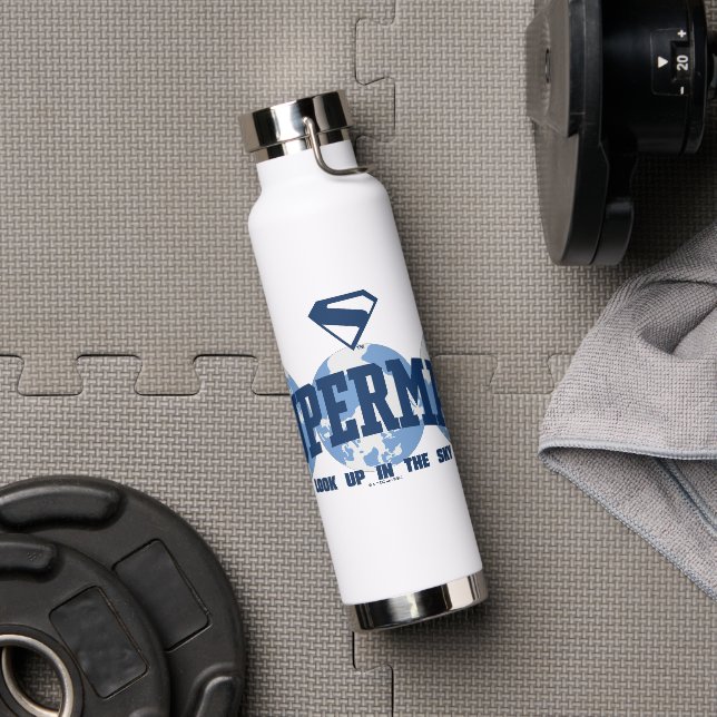 Superman über den Globus Trinkflasche (Fitnessstudio)