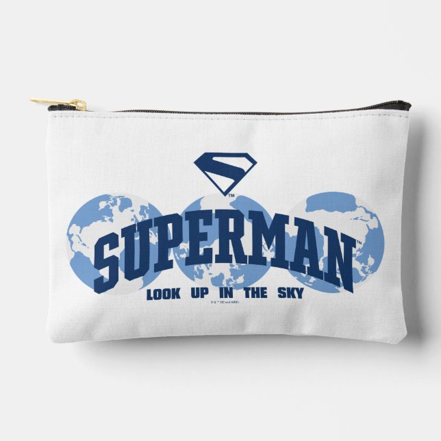 Superman über den Globus Zubehörtasche (Vorderseite)