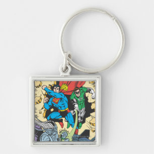 Superman und Green Lantern kämpfen gegen Brainiac Schlüsselanhänger