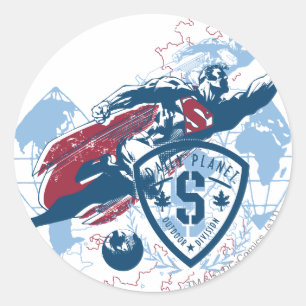 Superman und Karte Runder Aufkleber