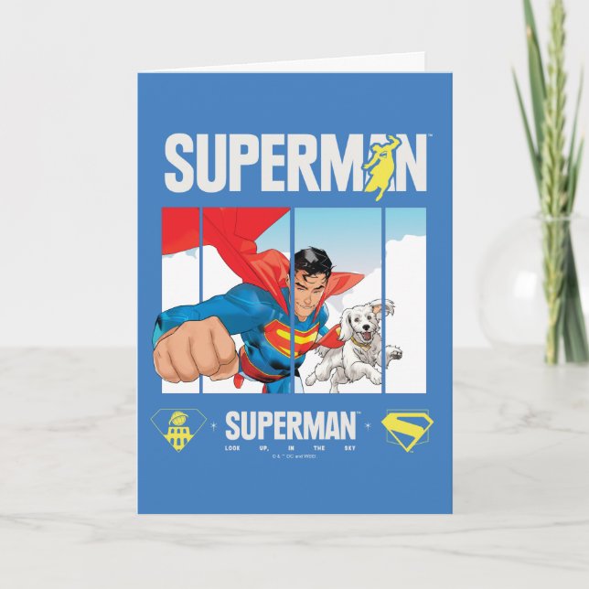 Superman und Krypto fliegen Karte (Vorderseite)