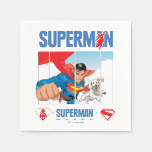 Superman und Krypto fliegen Serviette