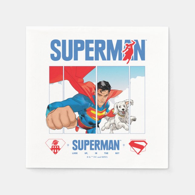 Superman und Krypto fliegen Serviette (Vorderseite)