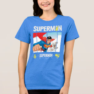 Superman und Krypto fliegen Tri-Blend Shirt