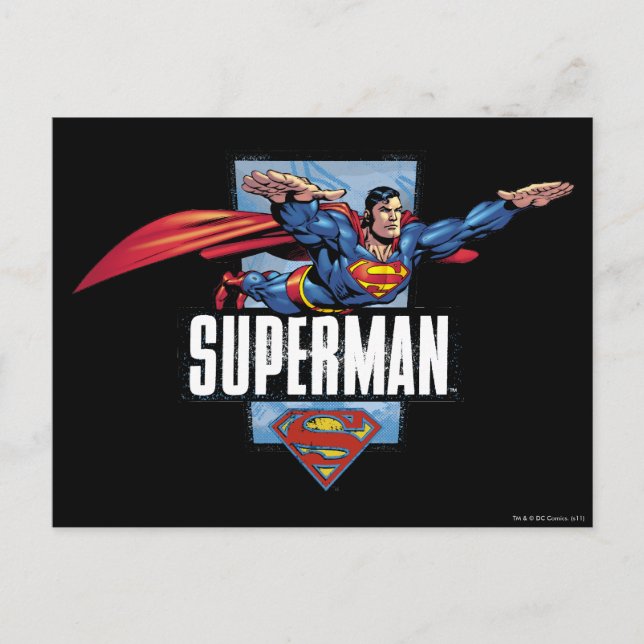 Superman und Logo Borded Postkarte (Vorderseite)