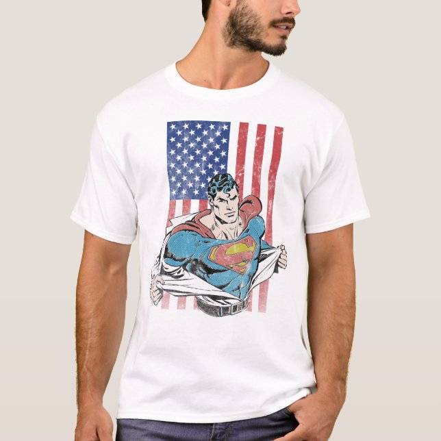 Superman & US-Flagge T-Shirt (Vorderseite)