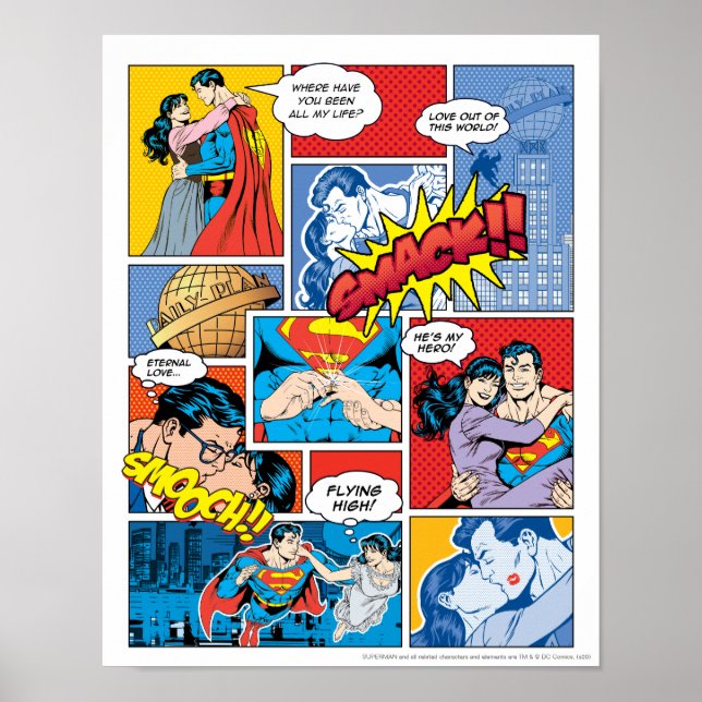 Superman Valentine's Day | Comic Book Collage Poster (Vorne)