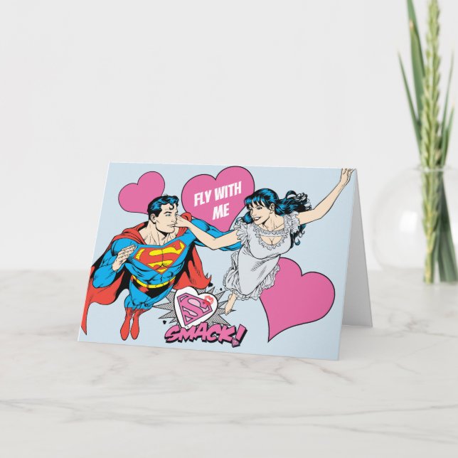 Superman-Valentinstag | Fliegen mit mir Feiertagskarte (Vorderseite)