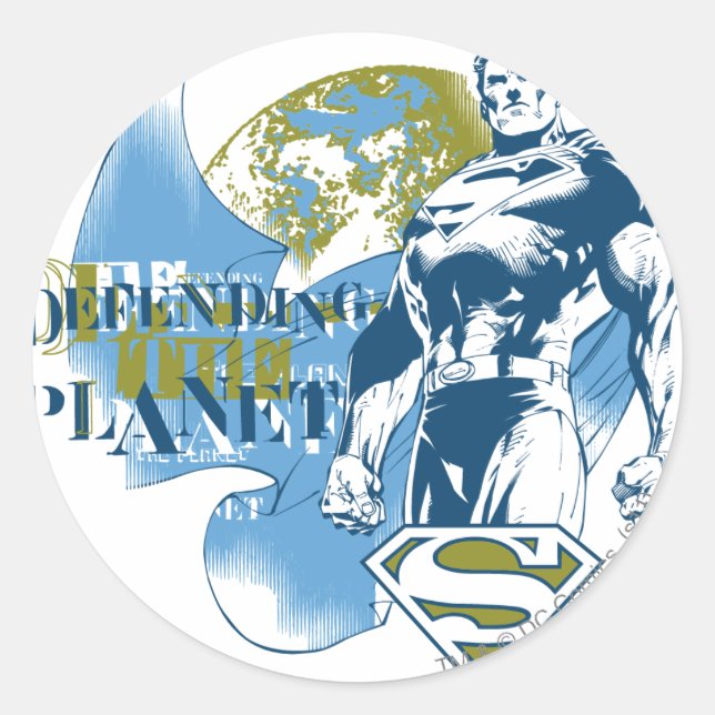 Superman | Verteidigung des Planeten Runder Aufkleber (Vorderseite)