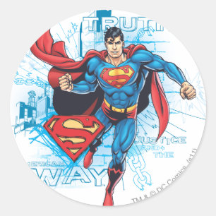 Superman with Logo Runder Aufkleber