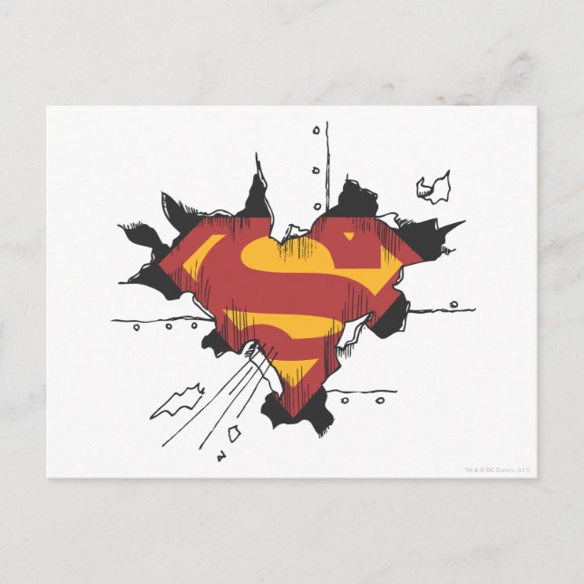 Supermann S-Schild | defektes Metalllogo Postkarte (Vorderseite)