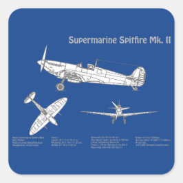 Supermarine Spitfire - Flugzeugkonzept ABD Quadratischer Aufkleber