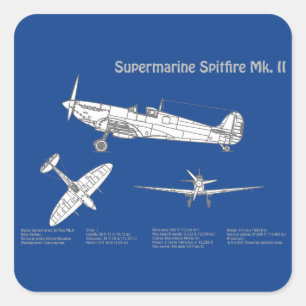 Supermarine Spitfire - Flugzeugkonzept ABD Quadratischer Aufkleber