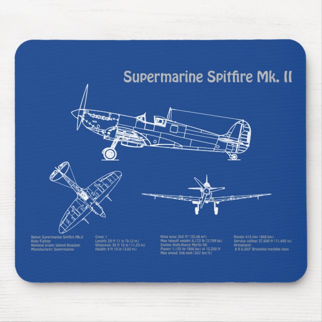 Supermarine Spitfire - Flugzeugkonzept AD Mousepad (Vorne)