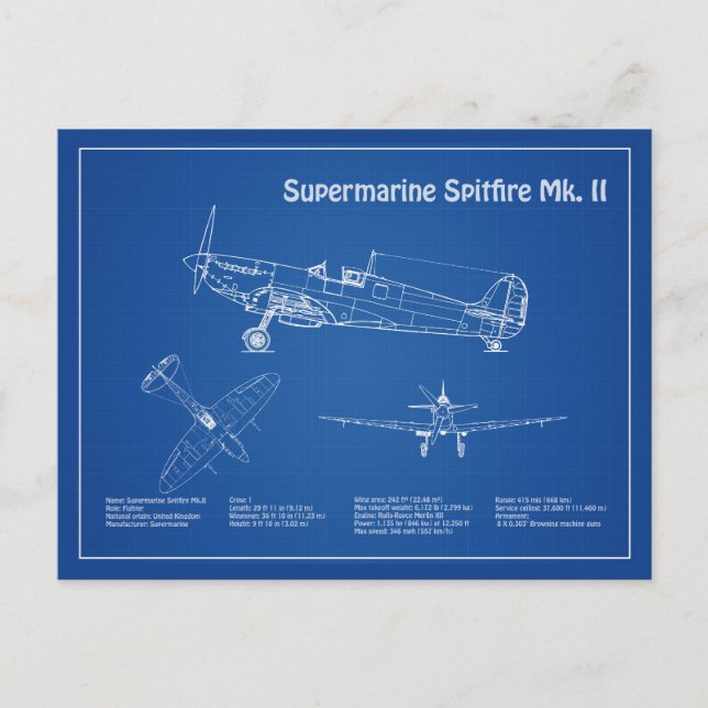 Supermarine Spitfire - Flugzeugkonzept AD Postkarte (Vorderseite)