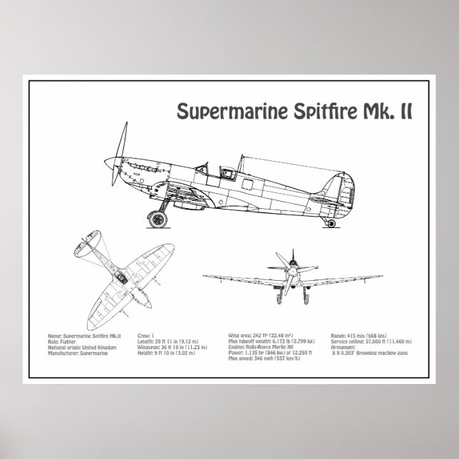 Supermarine Spitfire - Flugzeugkonzept BD Poster (Vorne)