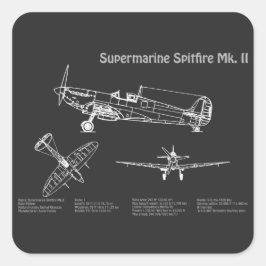 Supermarine Spitfire - Flugzeugkonzept PD Quadratischer Aufkleber